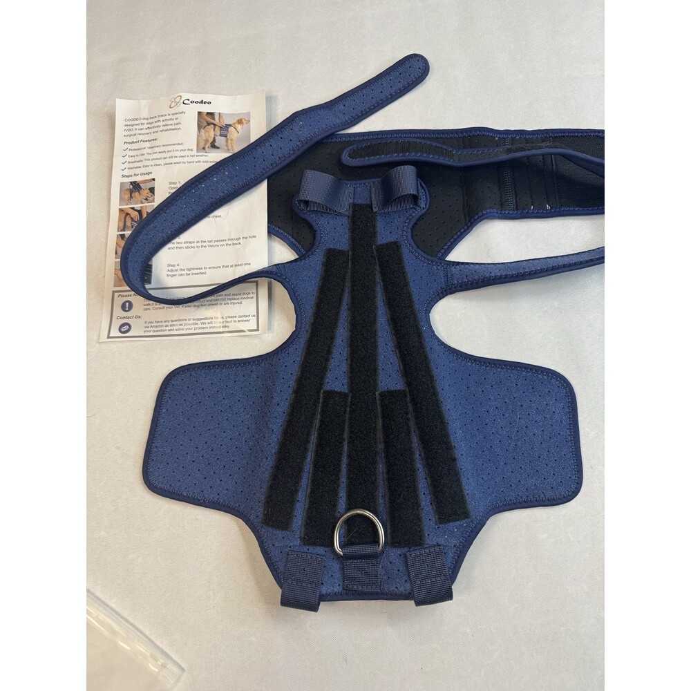 Coodeo Dog Back Brace Medium M IVDD Spine Support Arthritis Recovery Harness Blu